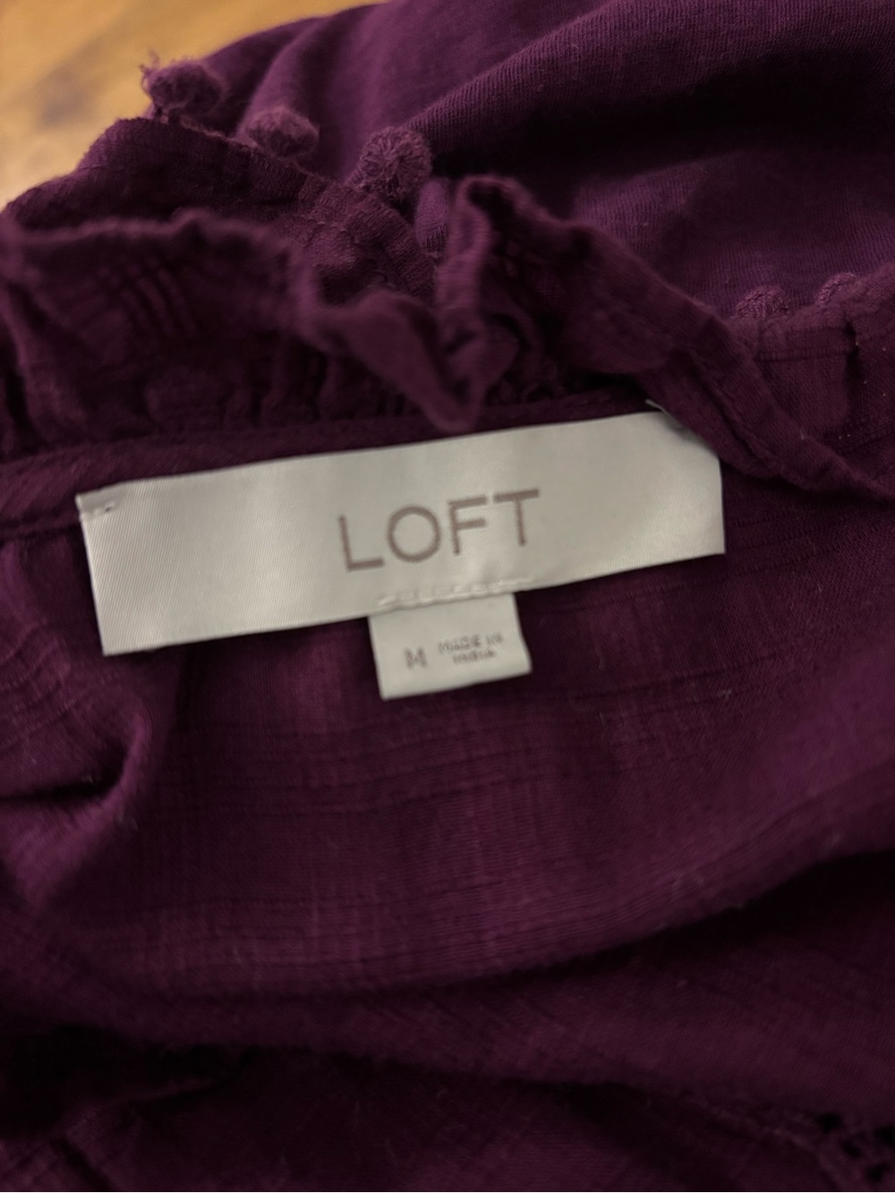 LOFT Plum Ruffle-Trim Top - Picture 3 of 3